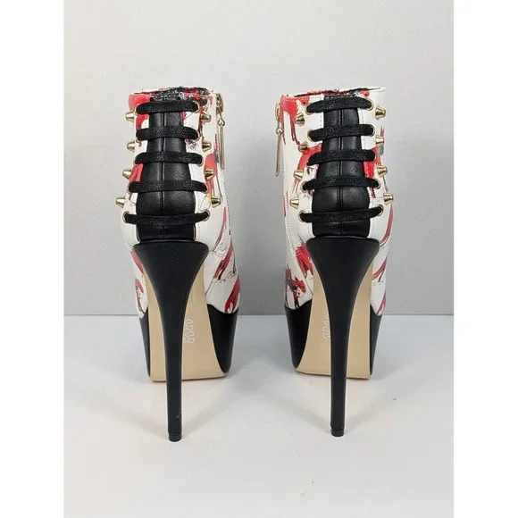 6.5 Iron Fist Fox Chew Toy Bootie Platform Stiletto Ankle Boots Gold Studded 37 - Picture 2 of 8